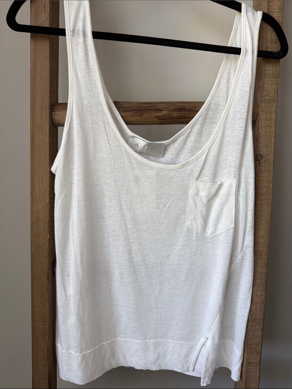 A.P.C. White Scoop Neck Pocket Tank